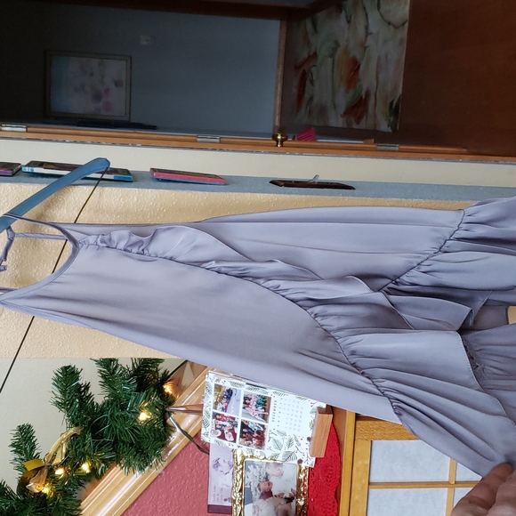 ASOS brand silvery lilac satiny halter ruffle blouse size 8 - Picture 8 of 14